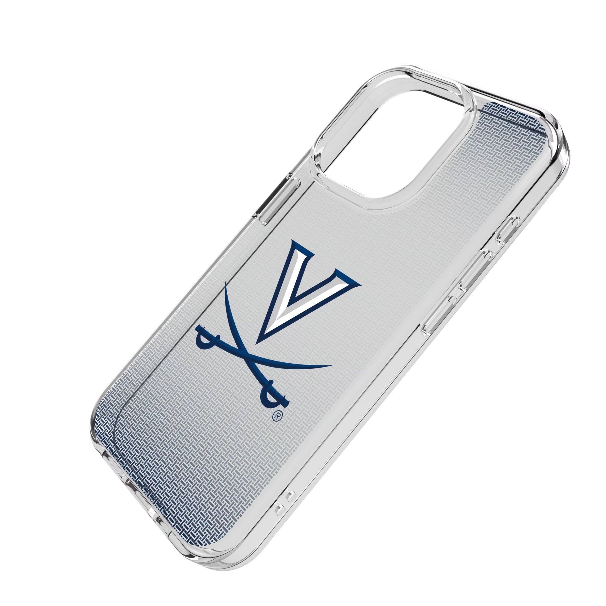 Alt View 1. Keyscaper - Virginia Cavaliers Linen Logo iPhone Clear Case - 15 - Multicolor.