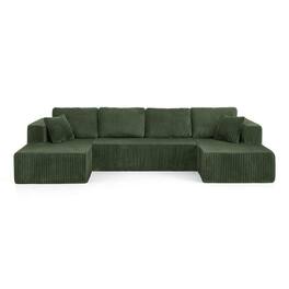 Boyel Living - U Shape Modular Sectional Sofa Compressed Corduroy Couch Minimalist Sleeper Sofa for Living Room and Bedroom Green - Green