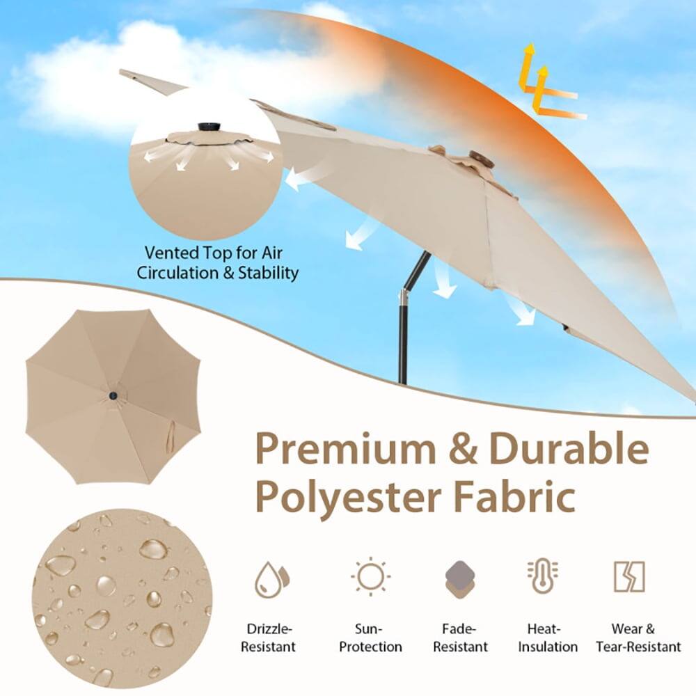 Vented Top for Air Circulation & Stability

Premium & Durable Polyester Fabric

- Drizzle-Resistant
- Sun Protection
- Fade-Resistant
- Heat-Insulation
- Wear & Tear-Resistant