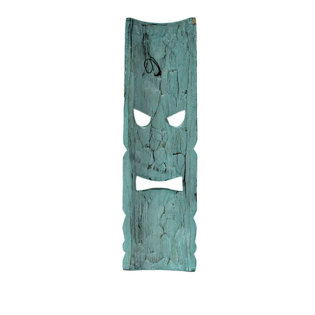 Alt View 9. Things2Die4 - Handcrafted Aqua Blue Parrot & Palm Tree Wooden Tiki Mask Wall Hangings – 20 Inches High - Set of 2 - Blue.