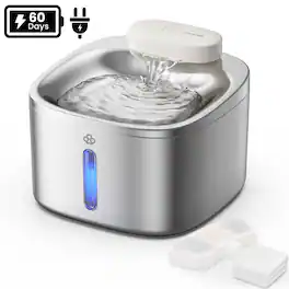 Oneisall - 3.5L 118oz Cordless Automatic Pet Water Fountain For Dog Cat Quiet with Motion Sensor BPA Free 3 Filters - Stainless Steel
