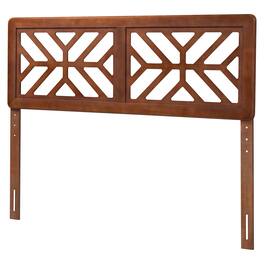 Baxton Studio - Kalare Wood Headboard with Geometric Cutout Design - Decorative Panel for Bed Frame, Adjustable Height, Full - Walnut Brown