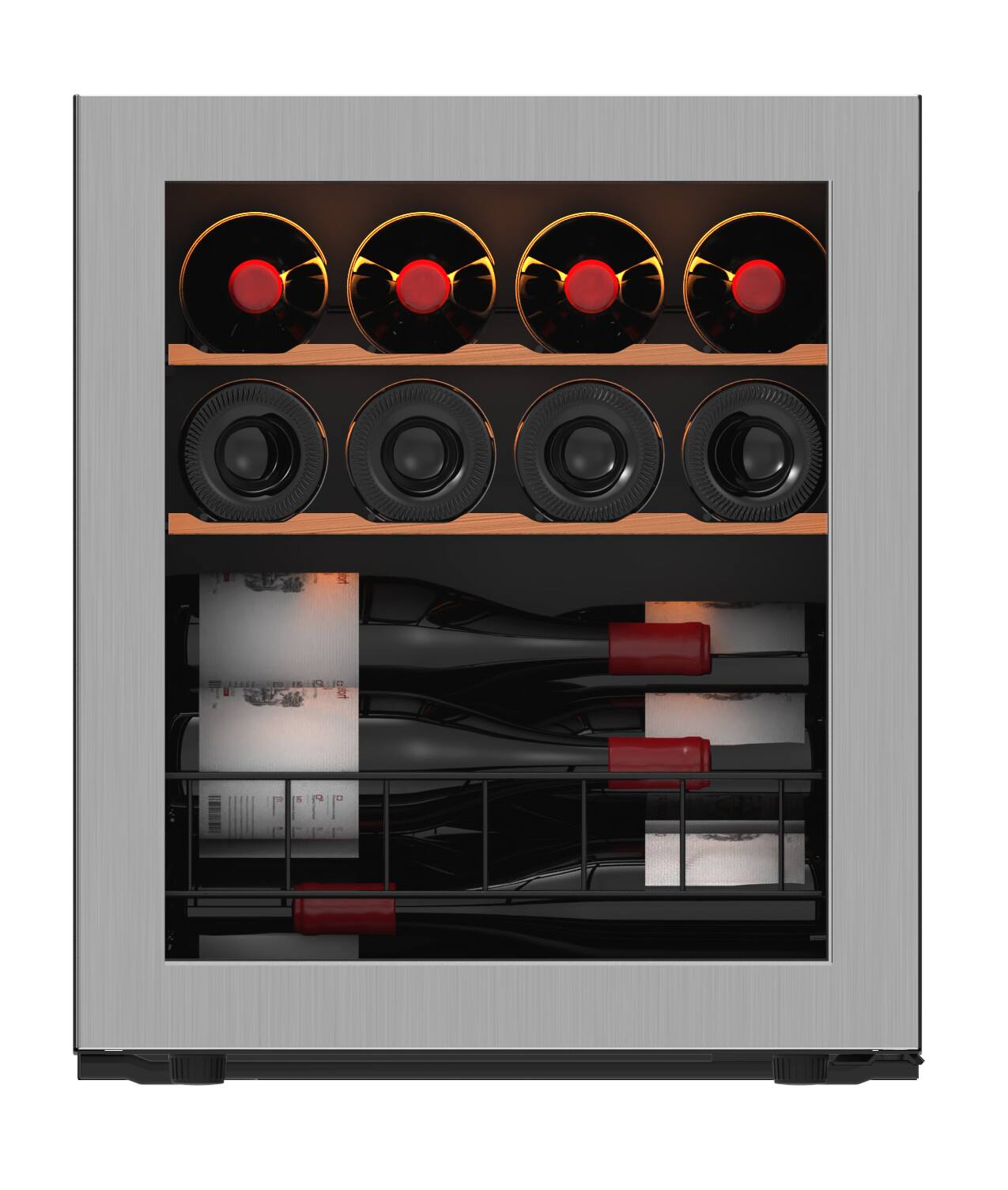 Front. Ca'Lefort - Ca'Lefort Wine Refrigerator Cooler, 12 Bottle Mini Wine Fridge Freestanding Wine Cellar with Glass Door - black.