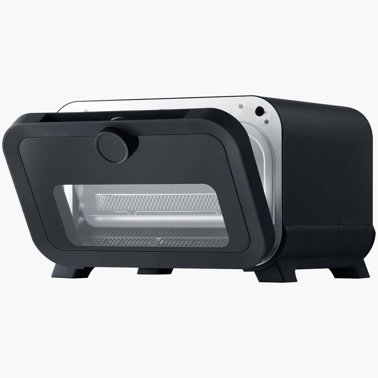 Alt View 9. Glintex - 12in Electric Pizza Oven 8 Presets, Air Fry Combo, 750°F Max Temp with Pizza Stone - Black & Silver.