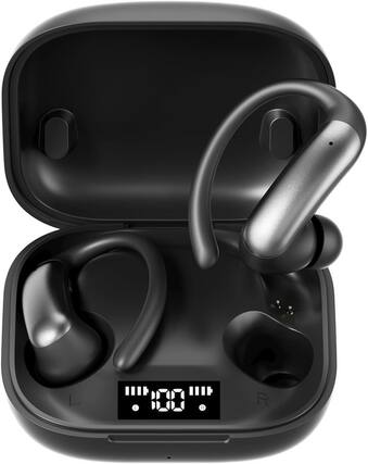 Front. SKRAN - Ear Buds Wireless Earbuds Bluetooth Headphones with Controls, Sports Earphones for Running Workout Gym - Black.