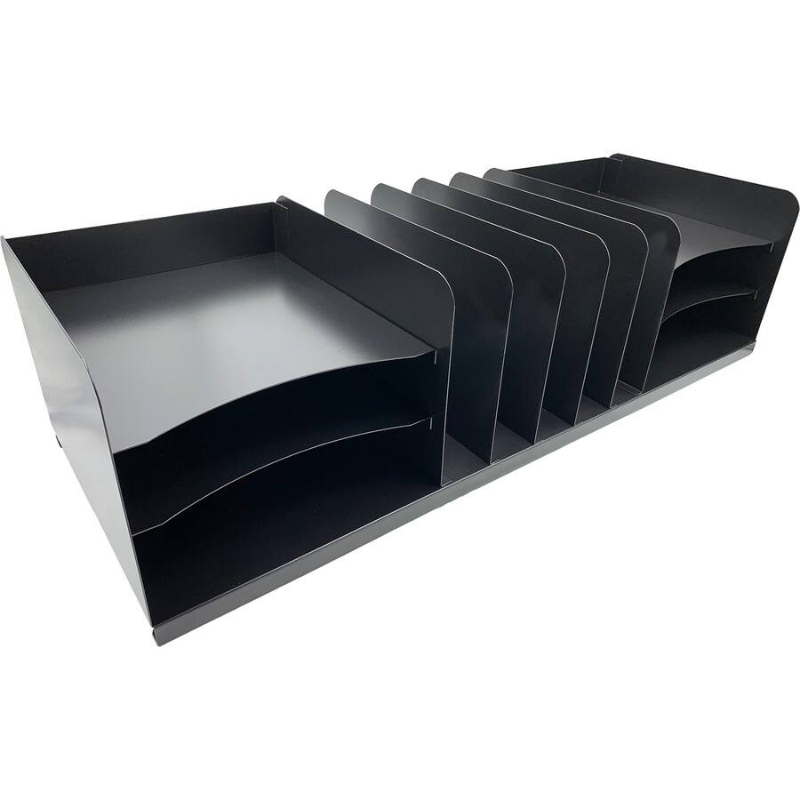 Angle. Huron - Huron Vertical/Horizontal Combo Desk Organizer 11 Compartment Horizontal/Vertical 8" x 30" x 11" Durable Black Steel - Black.