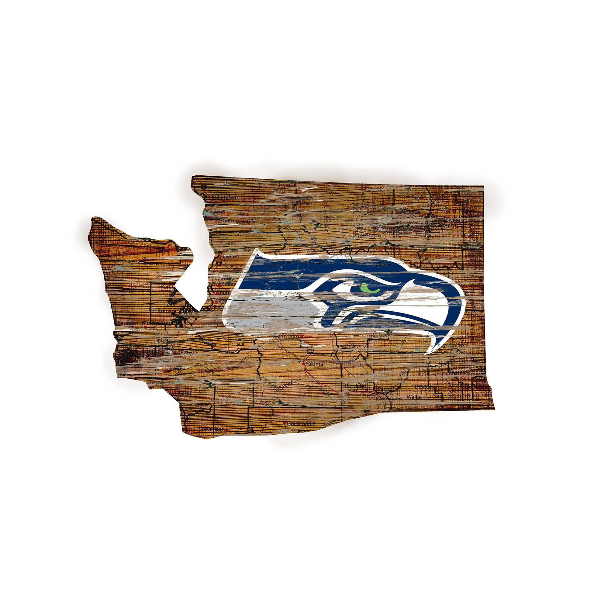 "Fan Creations - Seattle Seahawks 23.5"" x 23.5"" Distressed State with Logo Sign - Multicolor" price history on PriceWatchPro