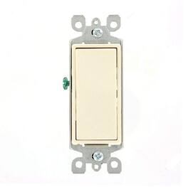 Leviton - 15 Amp 120/277V Decora Rocker 3-Way AC Quiet Switch, Residential Grade, Grounding (5603-2T) - Light Almond