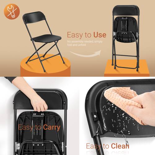 Easy to Use  
No assembly needed, simply fold and unfold  
Easy to Carry  
Easy to Clean
