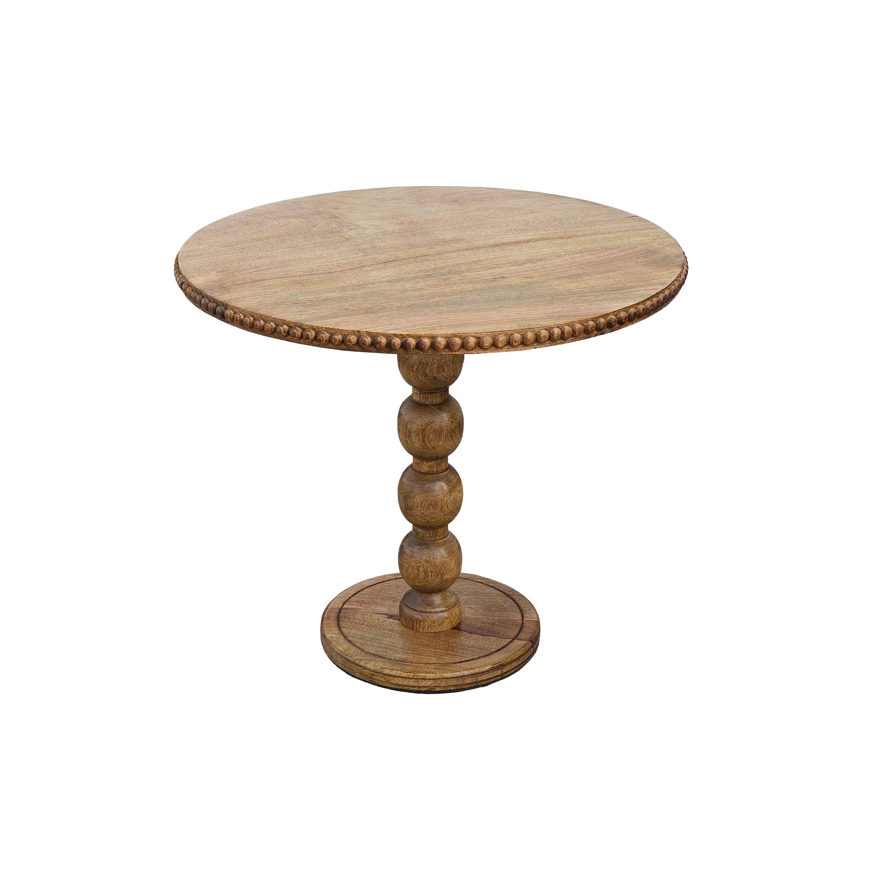 Alt View 1. Manhattan Lane - 21 Inch Side End Table, Round Top, Stacked Ball Post, Natural Brown Mango Wood - Brown.