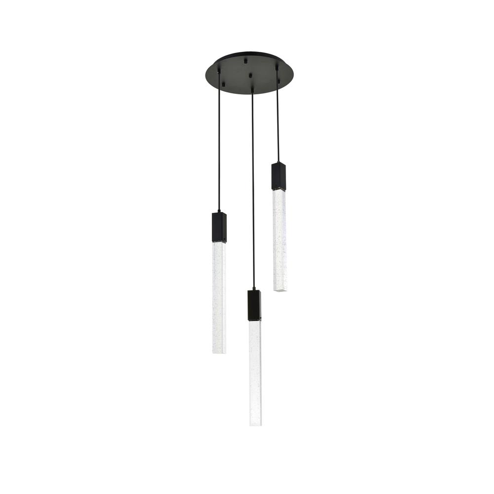 Back. Elegant Lighting - Weston 3 lights pendant in black - Black.