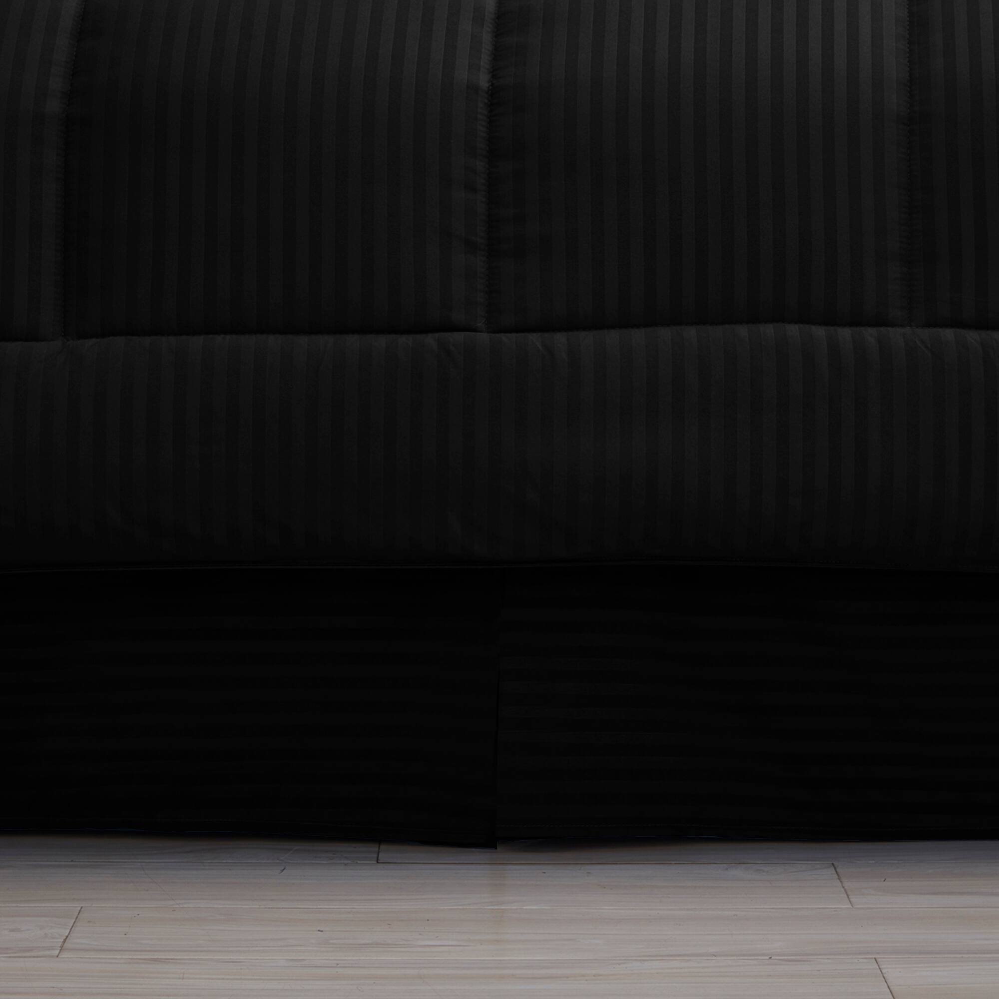 Alt View 1. Sweet Home Collection - 8 Piece Embossed Dobby Stripe Bed in a Bag All Season Complete Set with Sheets - Queen - Black.