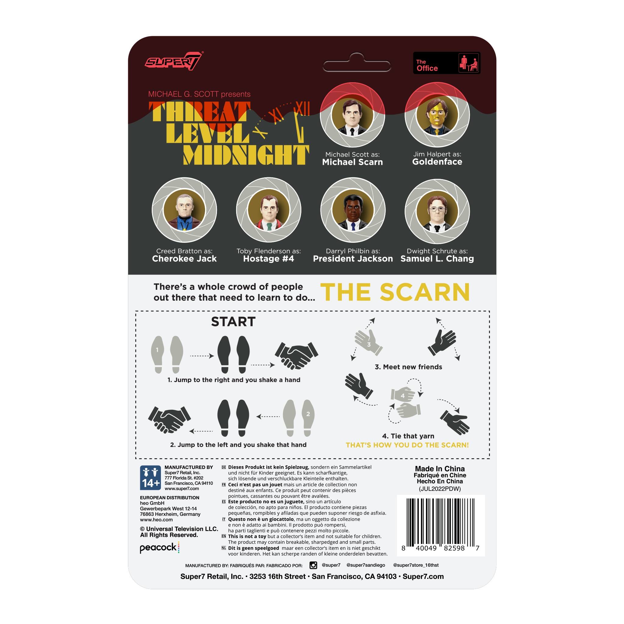 Left. Super7 - ReAction 3.75 in Plastic The Office Threat Level Midnight - Dwight Schrute as Samuel L. Chang.