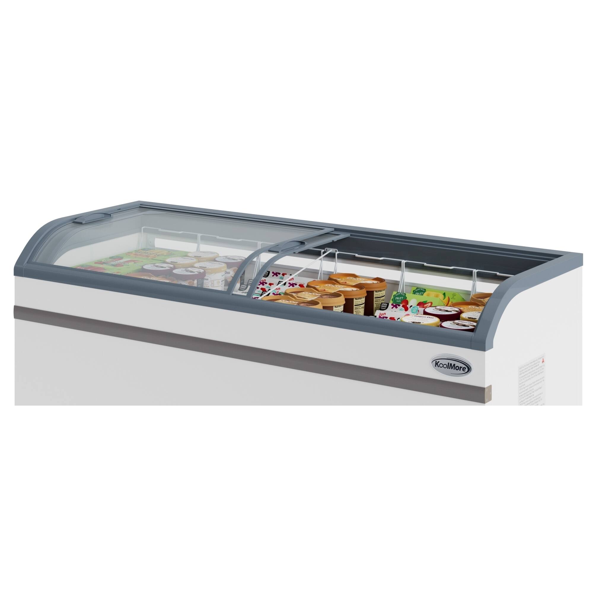 Left. Koolmore - 78 Inch Manual Defrost Island Chest Freezer 19 cu. ft. Capacity in White - White.