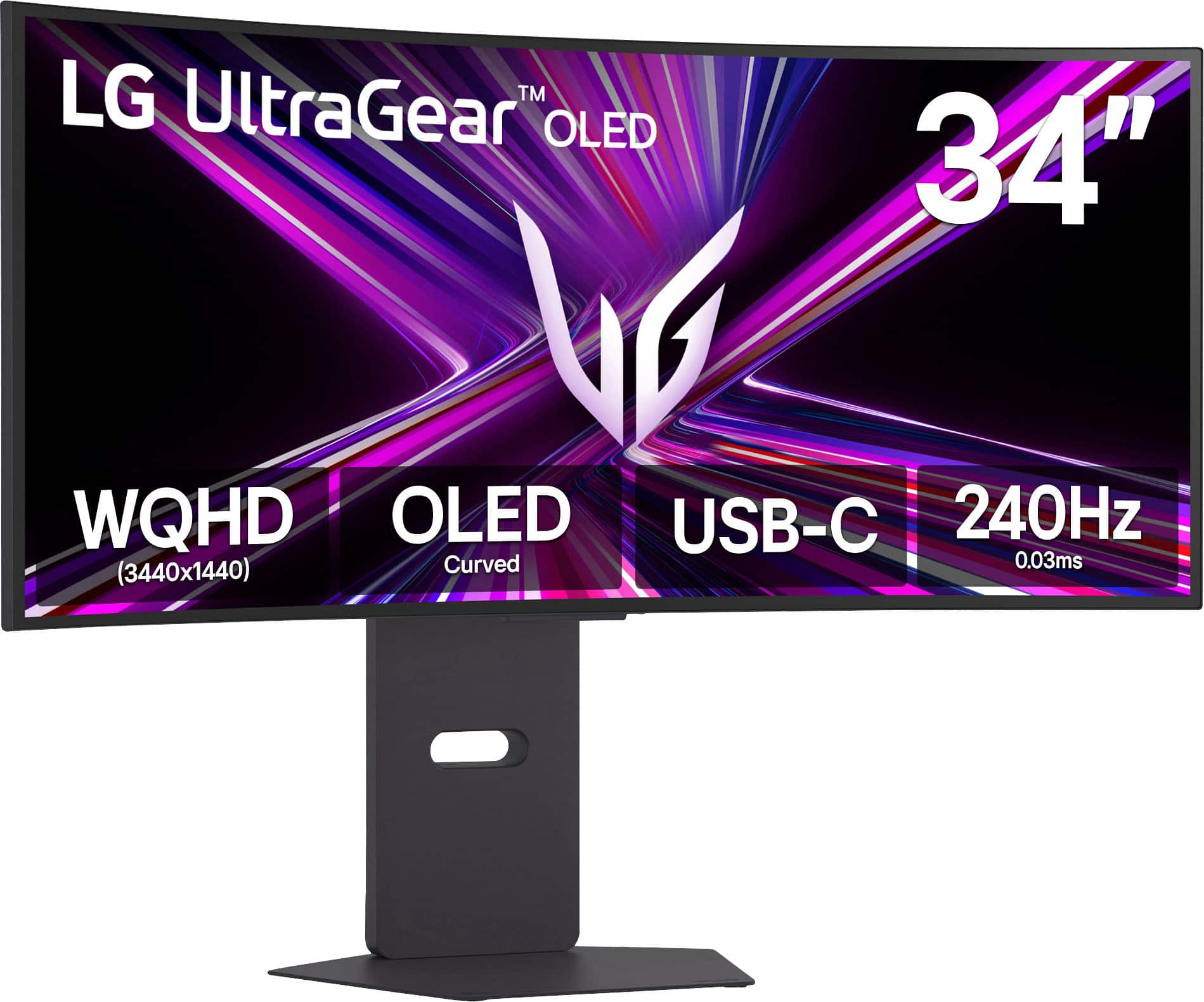 LG - UltraGear 34" OLED Curved WQHD 240Hz 0.03ms AMD FreeSync Premium Pro Gaming Monitor with HDR (DisplayPort, HDMI, USB-C) - Black - Front_Zoom