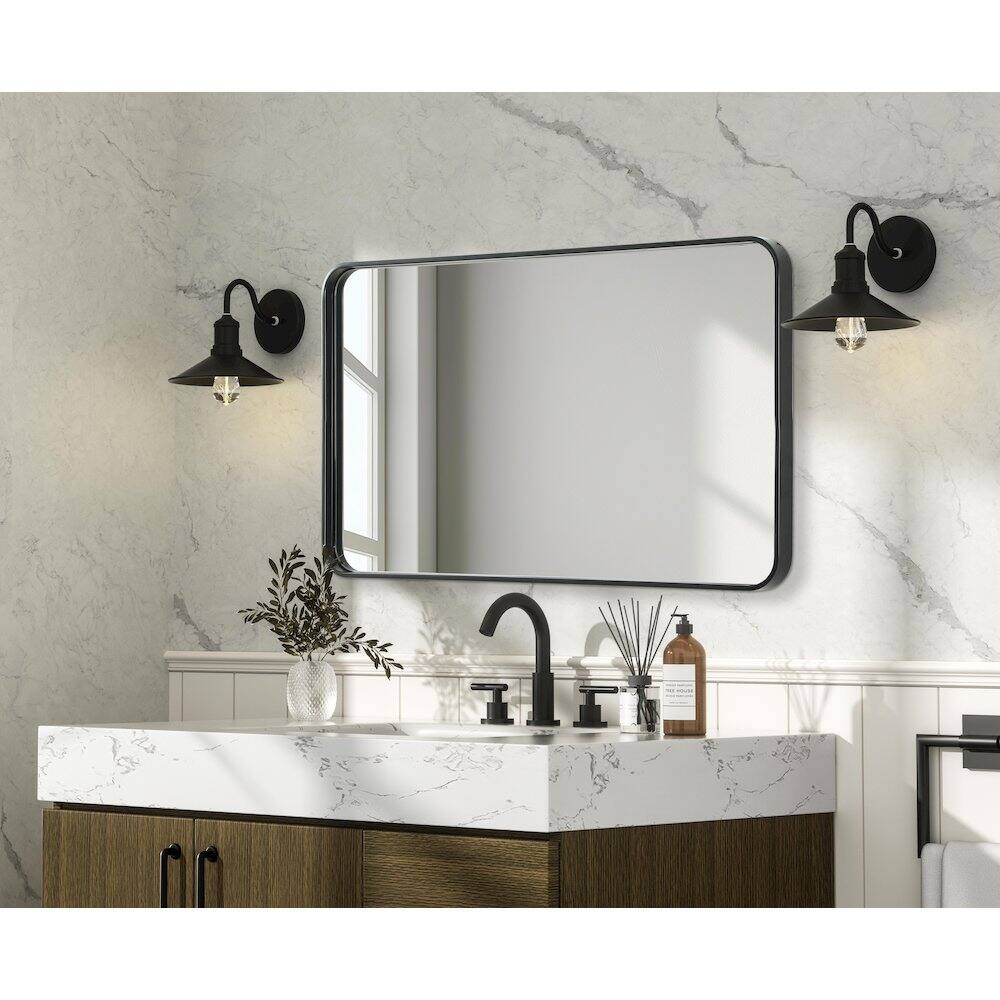 Alt View 2. Elegant Decor - Contour Metal Rectangle Mirror 24x40 in Black - Black.