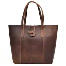Front. Steel Horse Leather - The Taavi Tote | Handcrafted Leather Tote Bag - Brown.