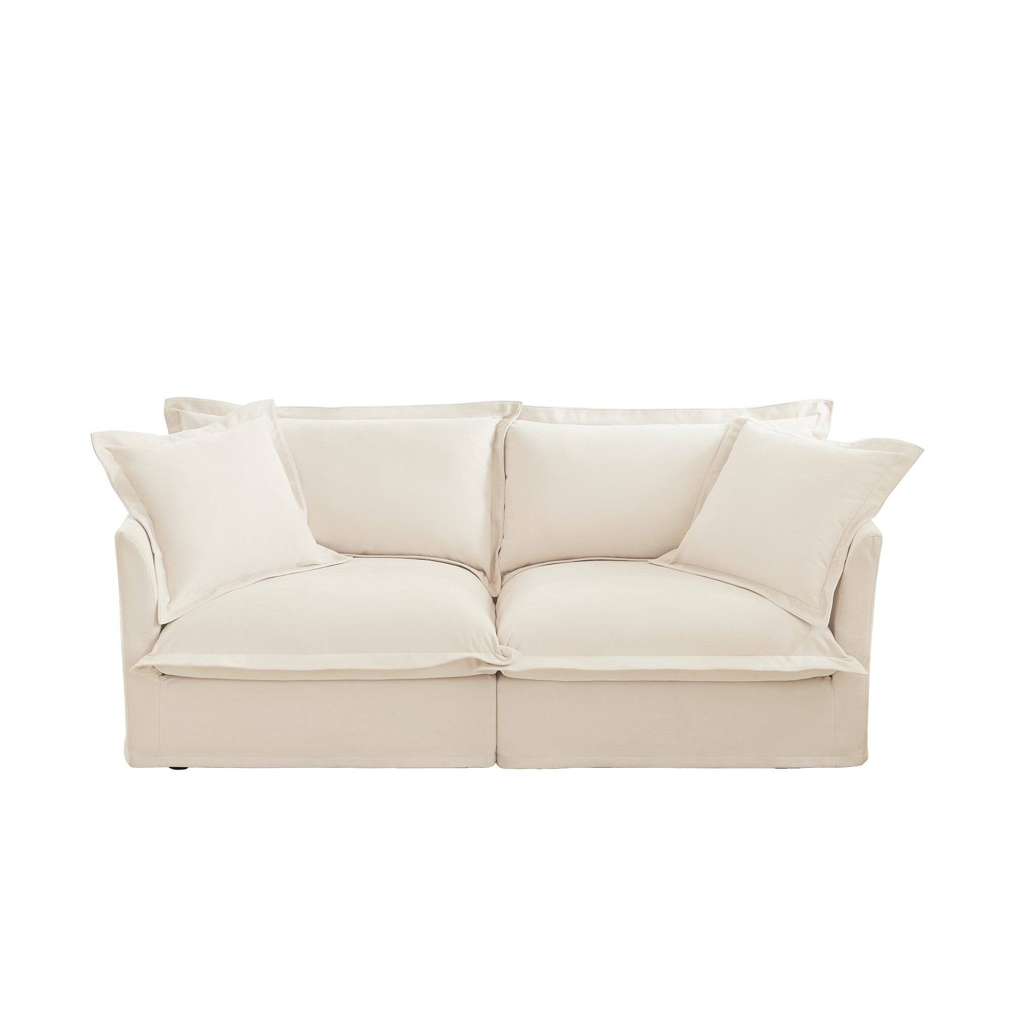 Front. Boyel Living - Modern Slipcovered Chenille 2 Seat Deep Sofa - Cream.