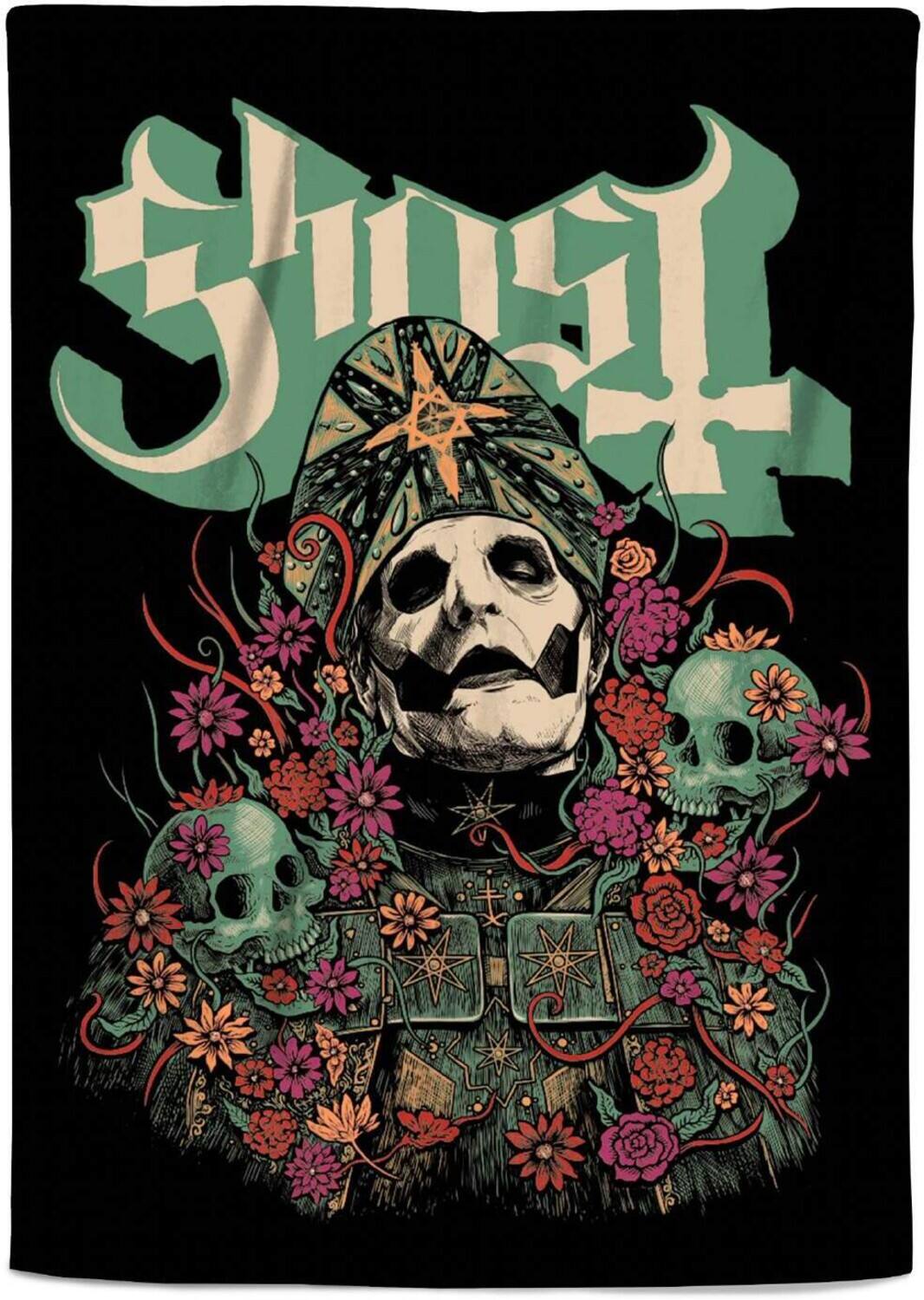 Front. PopMarket - Ghost - Rocksax - Ghost - Bliss - Sherpa Fleece Blanket (60 in x 80 in) - Multicolor.