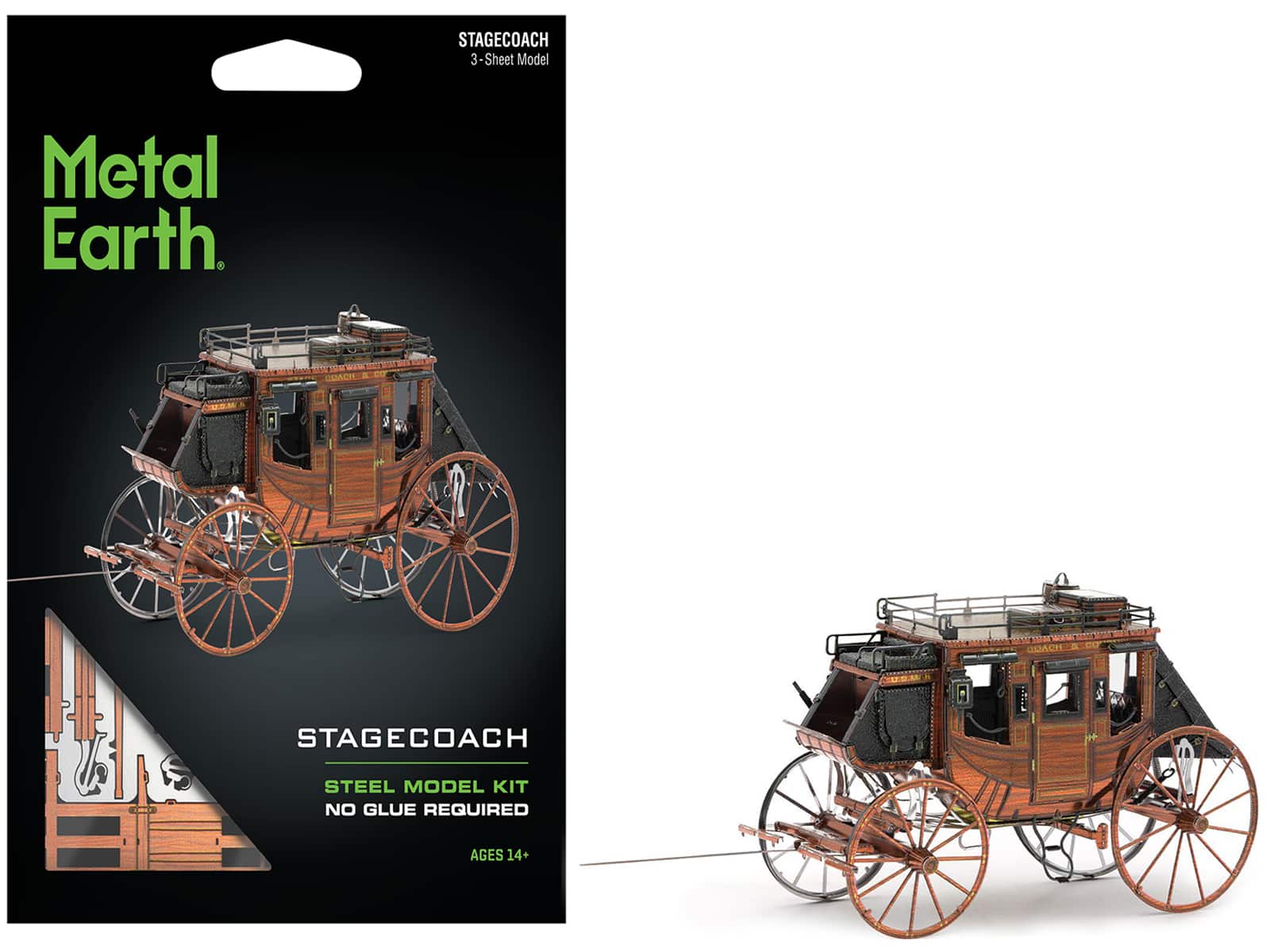 Model Kit Wild West Stagecoach (Moderate Difficulty) Steel Model by Metal Earth - Multi