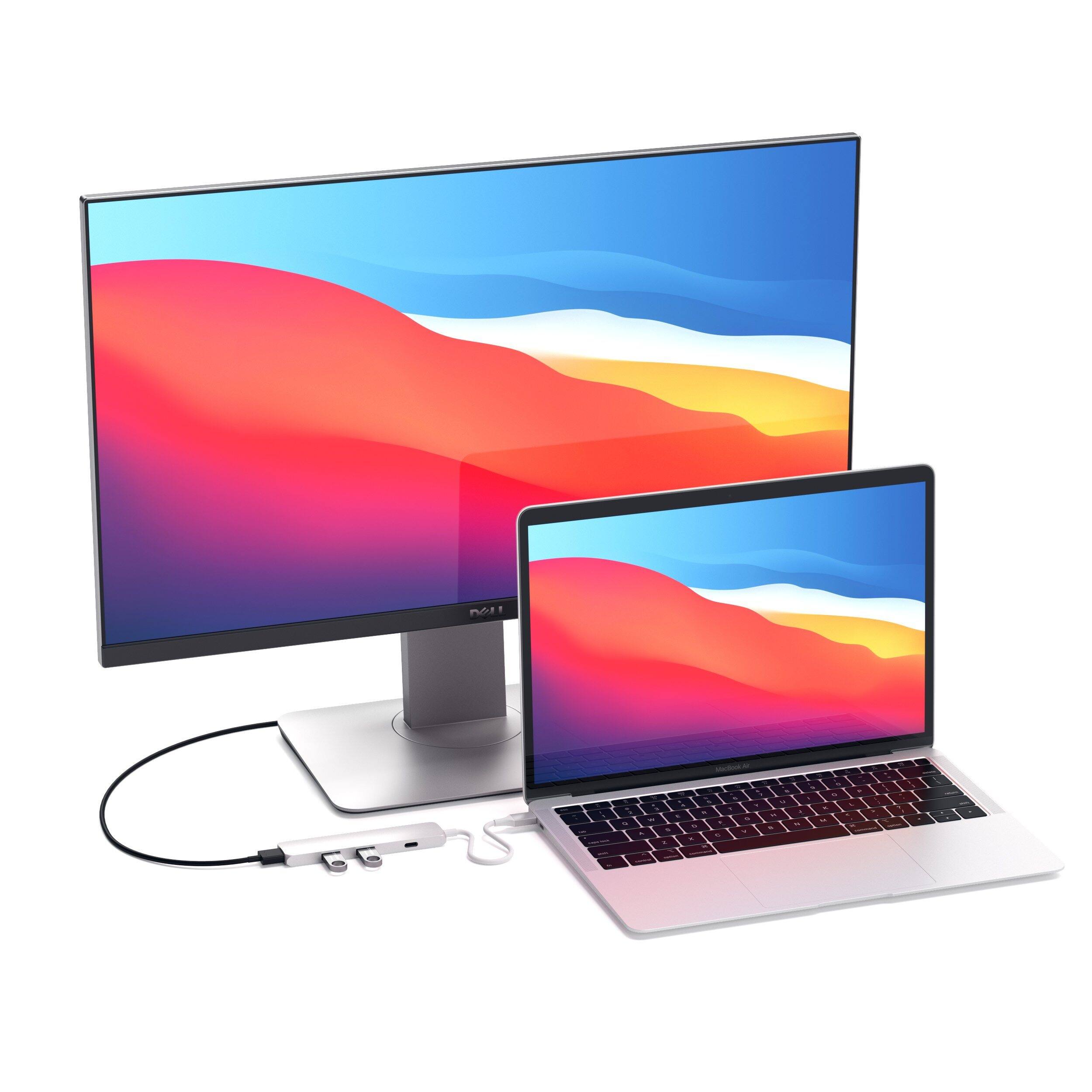 Alt View 5. Satechi - USB-C Multiport Adapter Slim Classic - 4K HDMI, 60W PD Charging, 2 USB-A for MacBook Air/Pro, Dell, HP - Gold.