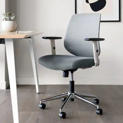 Front. Branch Furniture - Daily Chair – Office Chair with Swivel, Lumbar Support, Adjustable Arms, Sustainable & Comfortable Seating - Slate.