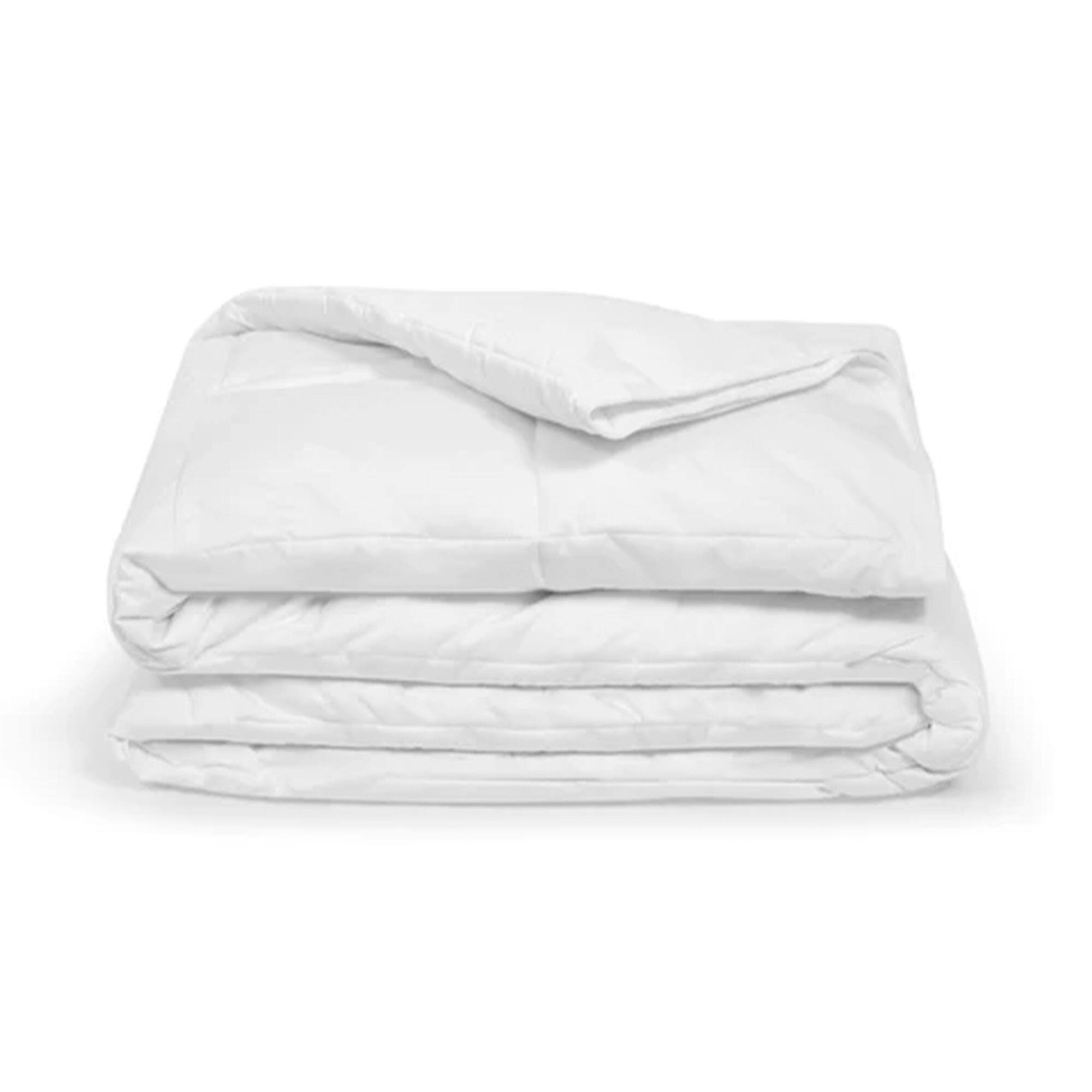 Front. Sleepgram - Sleepgram Twin Sized Pre Shrunk Lightweight Embroidered Cotton Comforter, White - White.