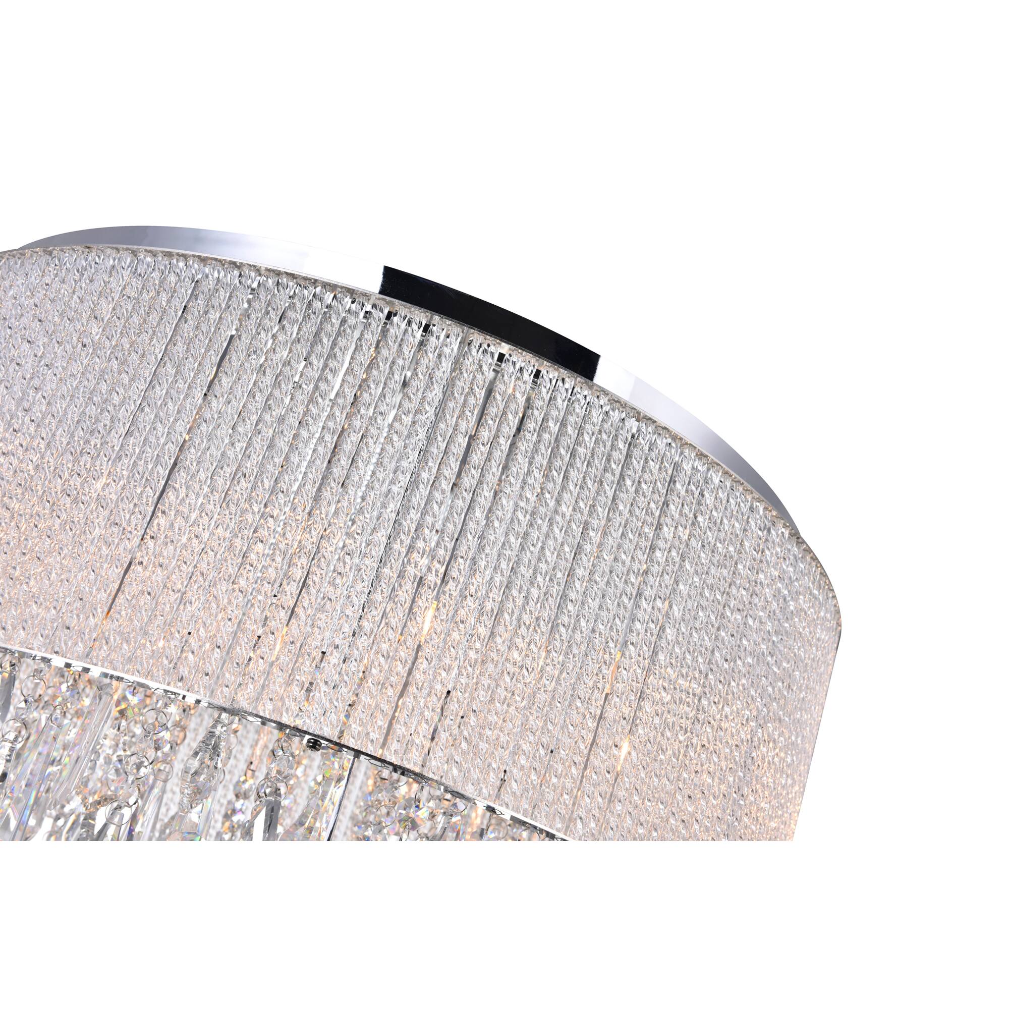 Angle. CWI Lighting - Benson 14 Light Drum Shade Flush Mount With Chrome Finish - Chrome.