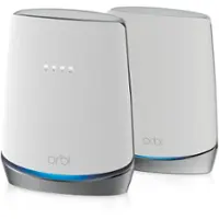 NETGEAR - Orbi AX4200 Tri-Band Mesh WiFi 6 System with 32x8 DOCSIS 3.1 Cable Modem (2-Pack) - White - Front_Zoom