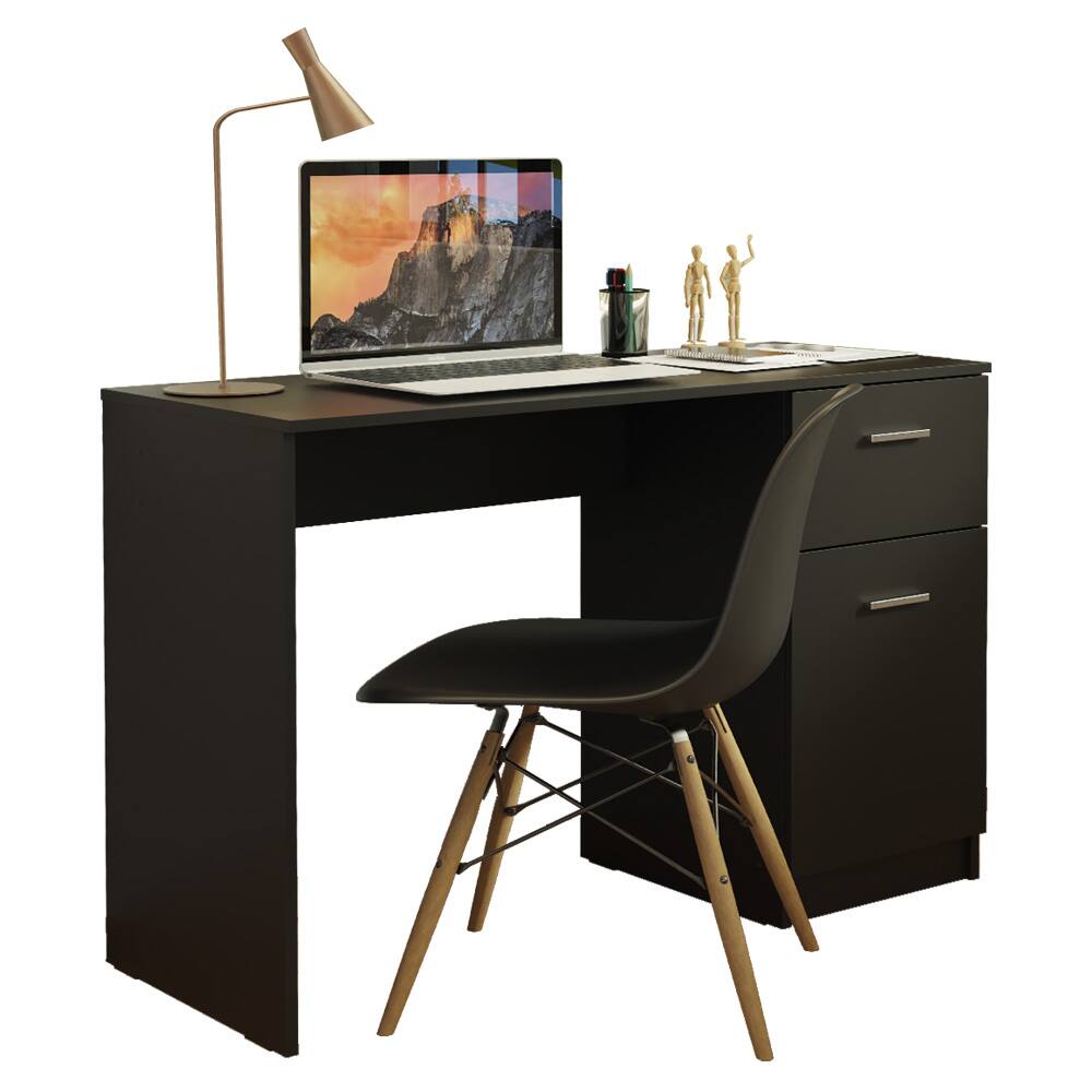 Front. Madesa - Madesa Compact Computer Desk 43 Inch with Storage and Drawer - Black - Black.