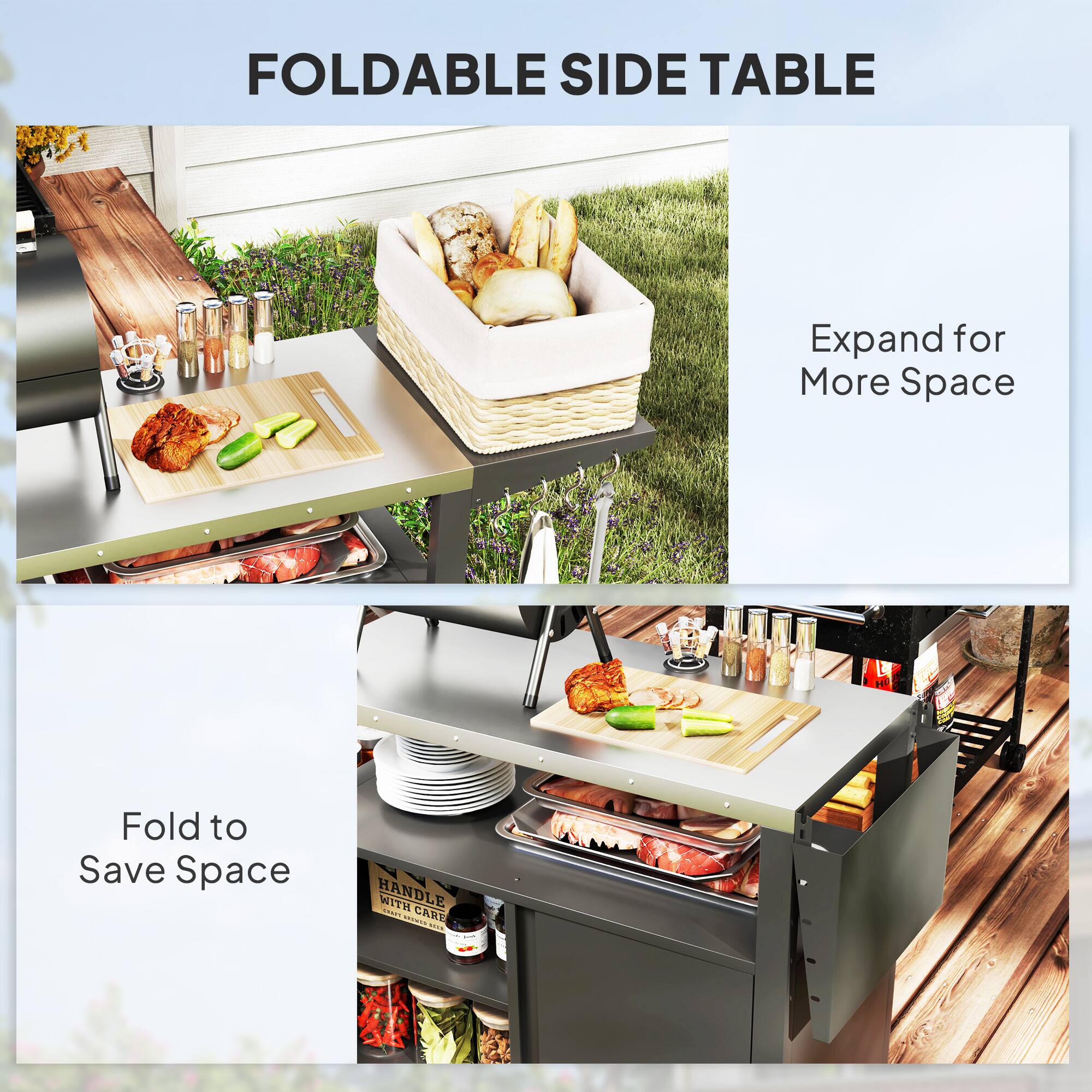 FOLDABLE SIDE TABLE

Expand for More Space

Fold to Save Space

HANDLE WITH CARE