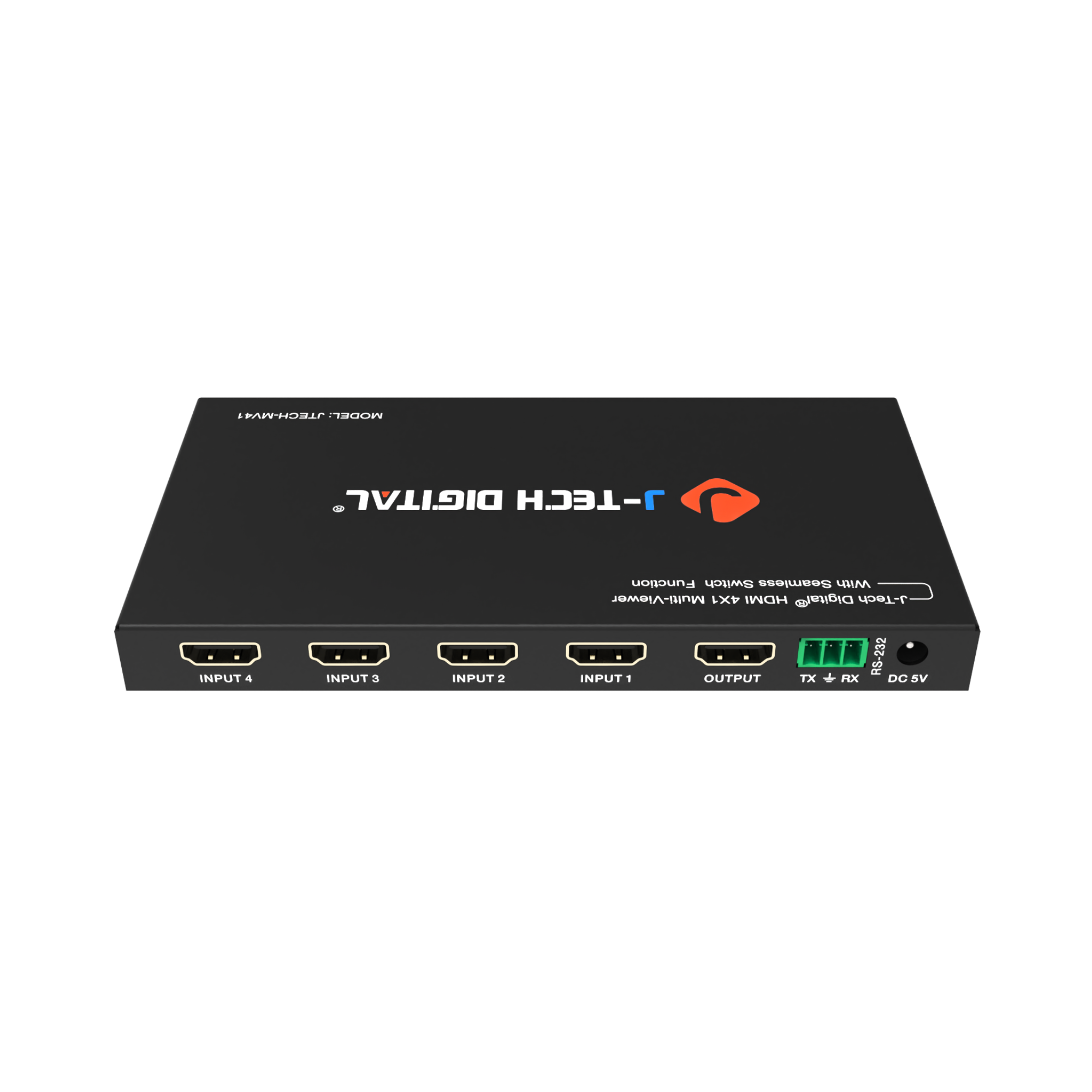 PAPPLR MODEL DIGITAL J-TECH INPUT 4 INPUT 3 INPUT 2 INPUT 1 OUTPUT 1X + nX DC 5V Function Switch Seamless With Multi-Viewer 4X1 HDMI Digitar J-Tech RS-232