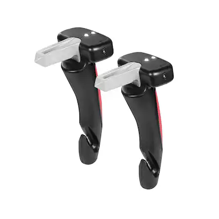 Front. HOM - 2 Car Door Handle for Elderly - Multifunction Door Grabbers for Seniors w/ Window Breaker, Seatbelt Cutter & Flashlight - Black.