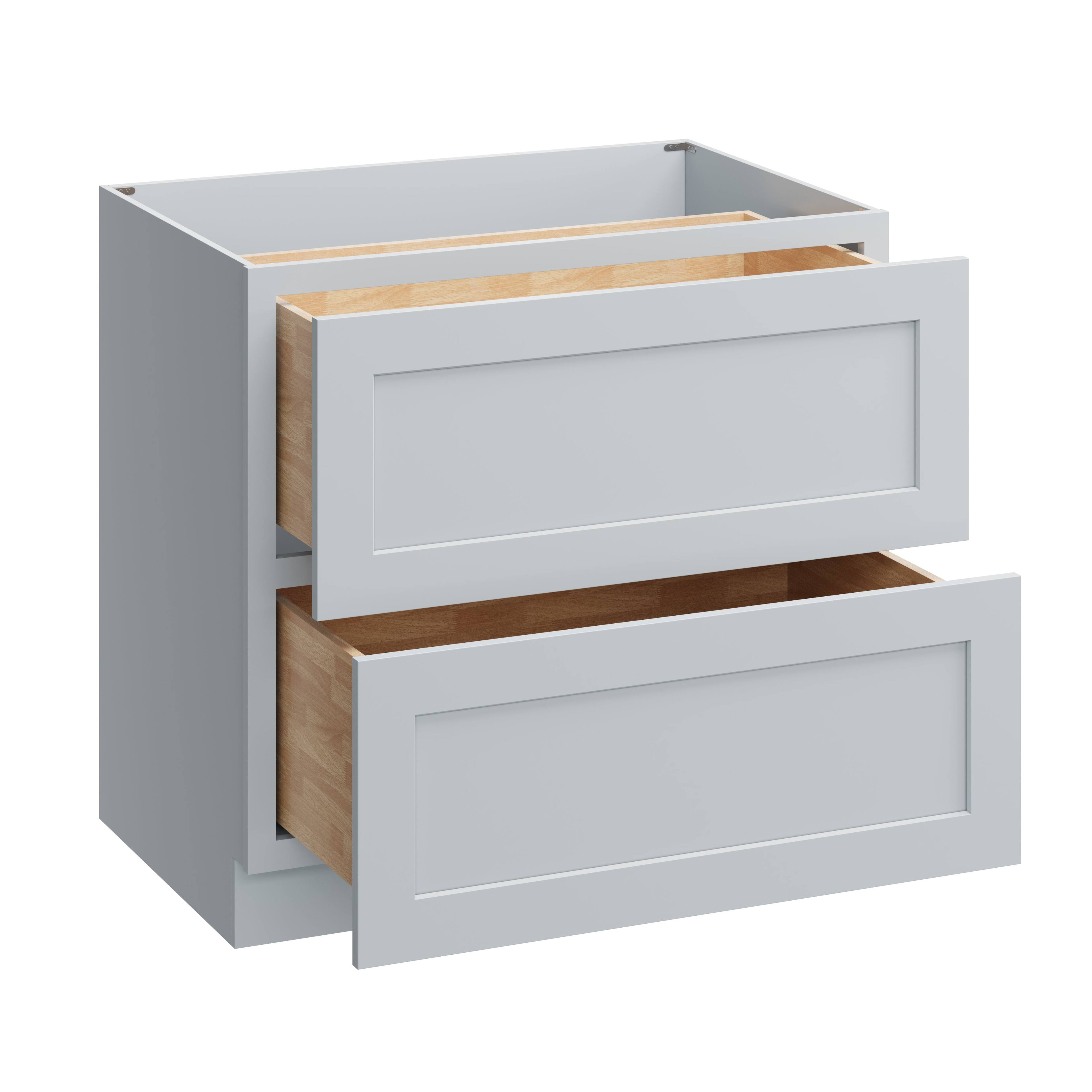 Alt View 1. Boyel Living - 36 Inch Dove Grey 2-Drawer Base Cabinet with Soft-Close Drawers and Solid Wood Frame - Dove Grey.