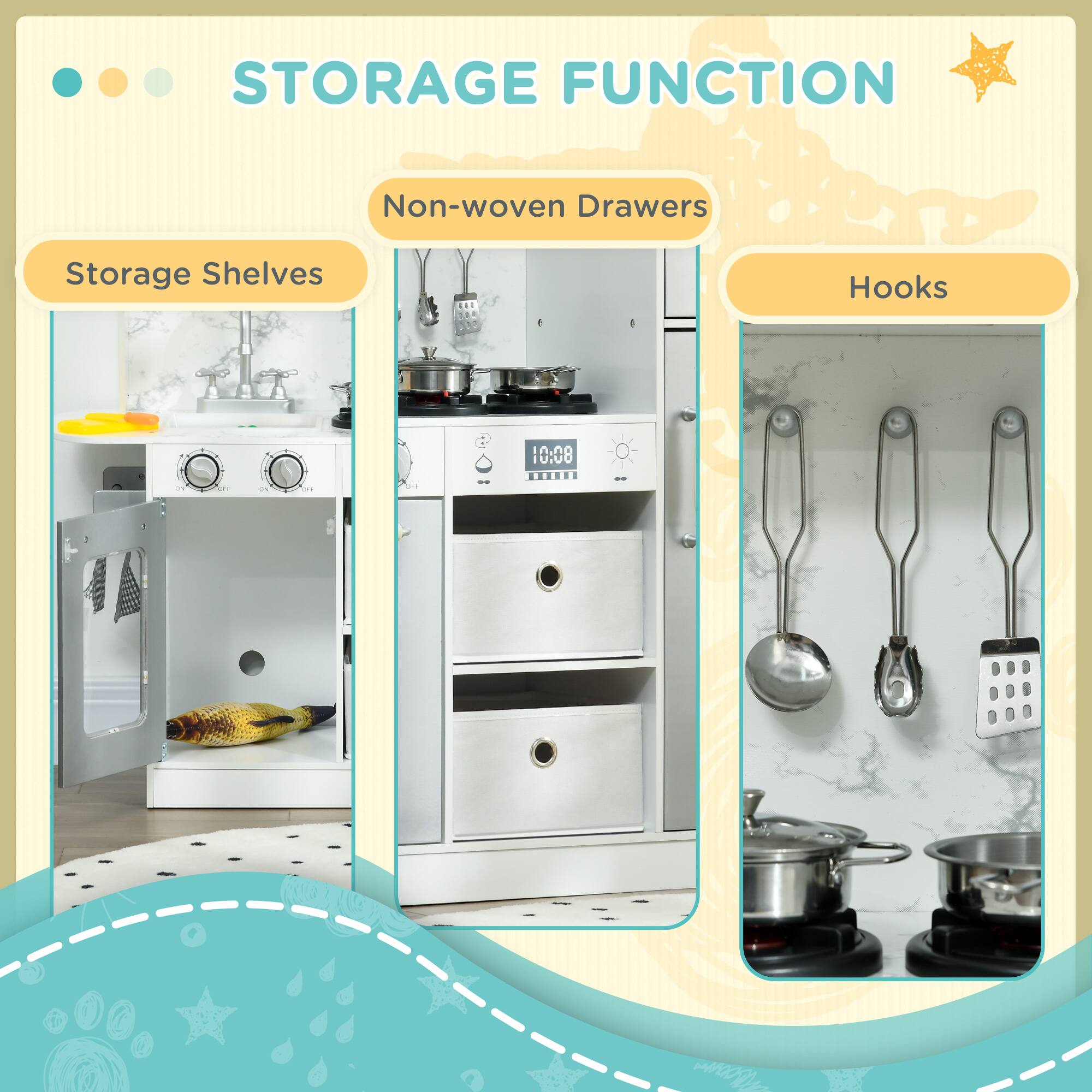 STORAGE FUNCTION

Storage Shelves

Non-woven Drawers

Hooks