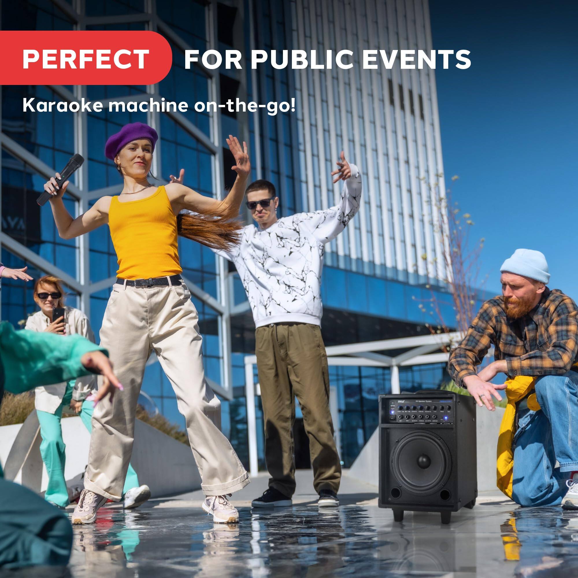 PERFECT FOR PUBLIC EVENTS  
Karaoke machine on-the-go!