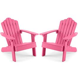 Gymax - Kids Adirondack Chair(s) Outdoor Chair(s) for Kids w/ Tilted High Backrest - Pink