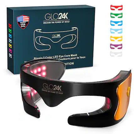 GLO24K - Unleash the Power of Gold
Proudly USA Brand
Rionic 7 Color LED Eye Care Mask
7 Couleurs pour les Yeux