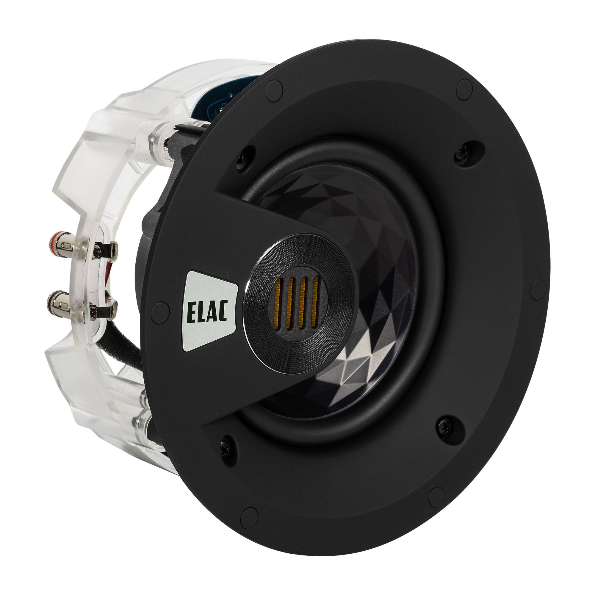 Alt View 2. ELAC - Elac IC-VJ63-W - Vertex 3 6.5" In-Ceiling Speaker with JET - White, Sold Individually - Black/Gray.