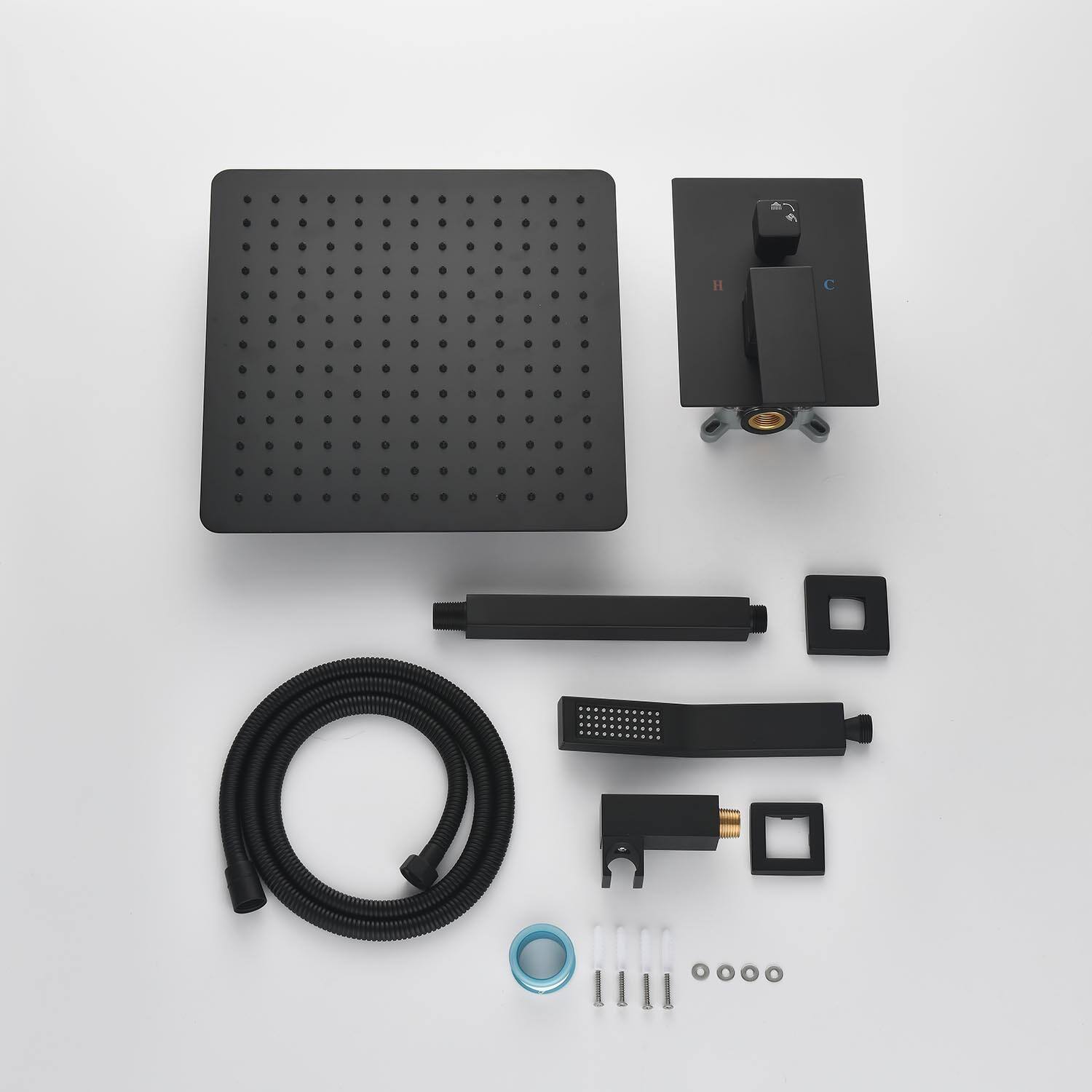 Alt View 10. APRILSOUL - 16 inch Shower Head System Ceiling Mounted Shower - Matte Black.