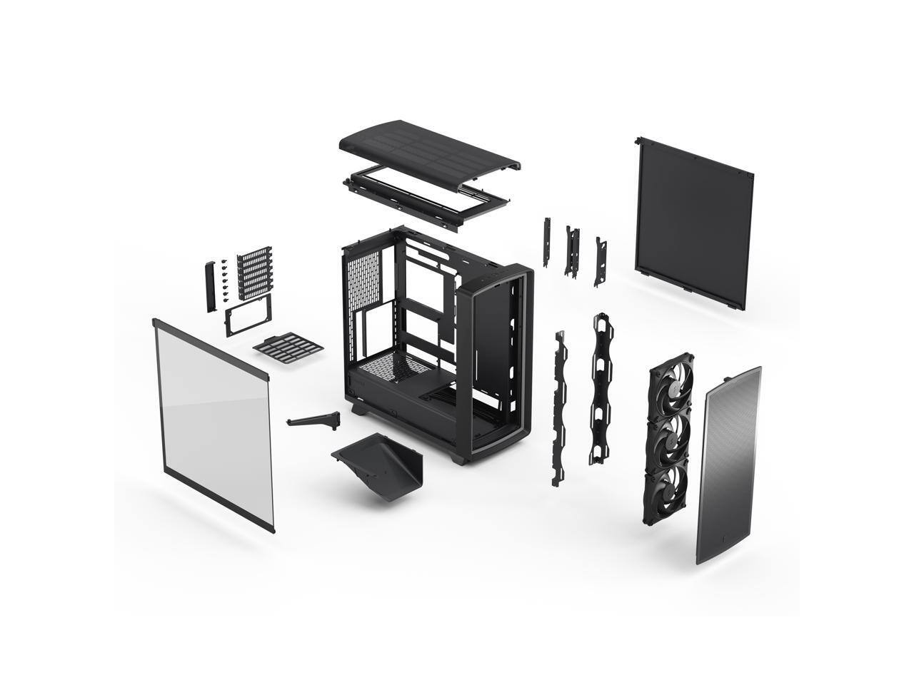 Alt View 7. Fractal Design - Fractal Design Summit Ambience Blackout TG Blackened Oak PC Case - ARGB Gen II, 3x Momentum 14 Fans, ATX/E-ATX/mATX/ITX - Black.