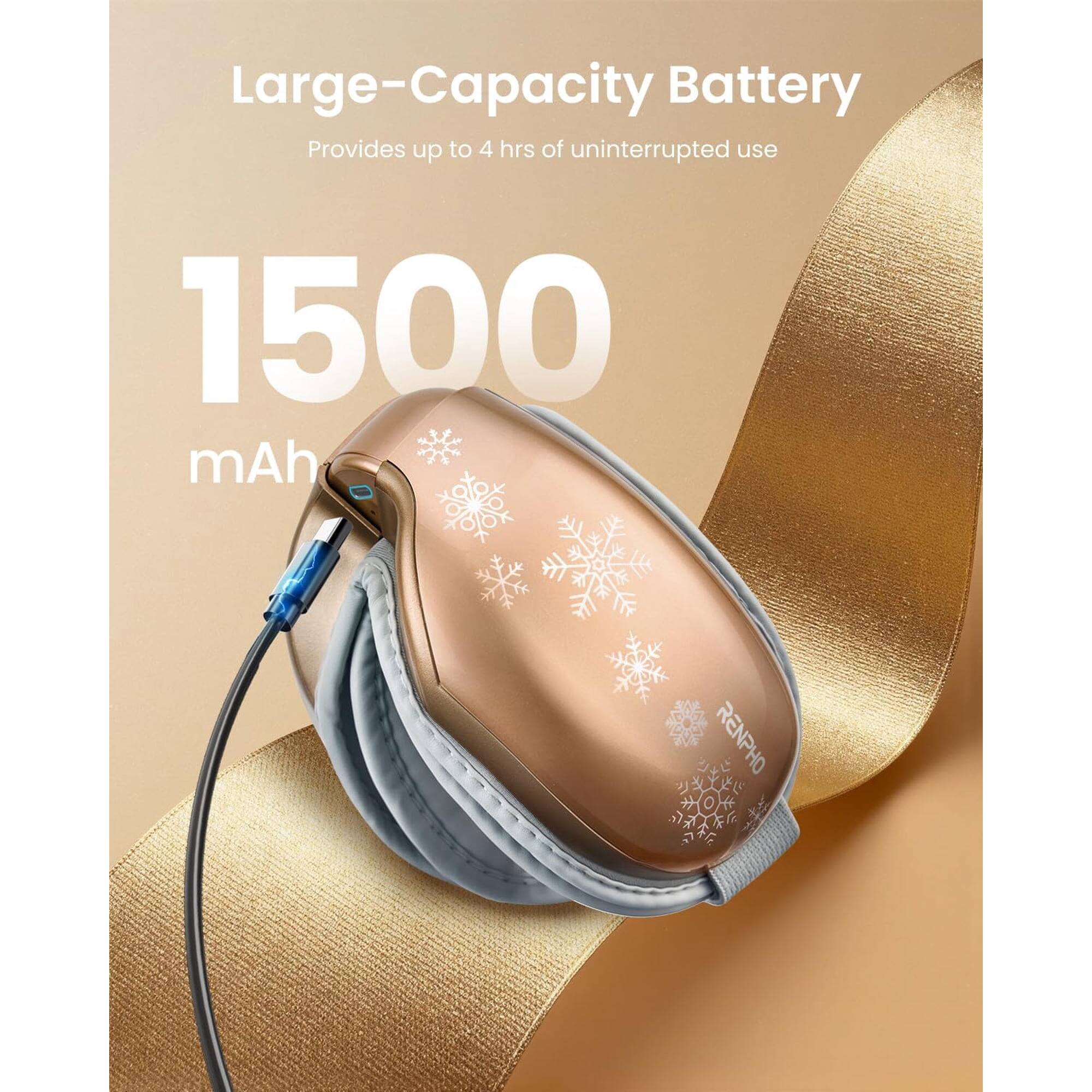 Large-Capacity Battery Provides up to 4 hrs of uninterrupted use 1500 mAh RENPHO