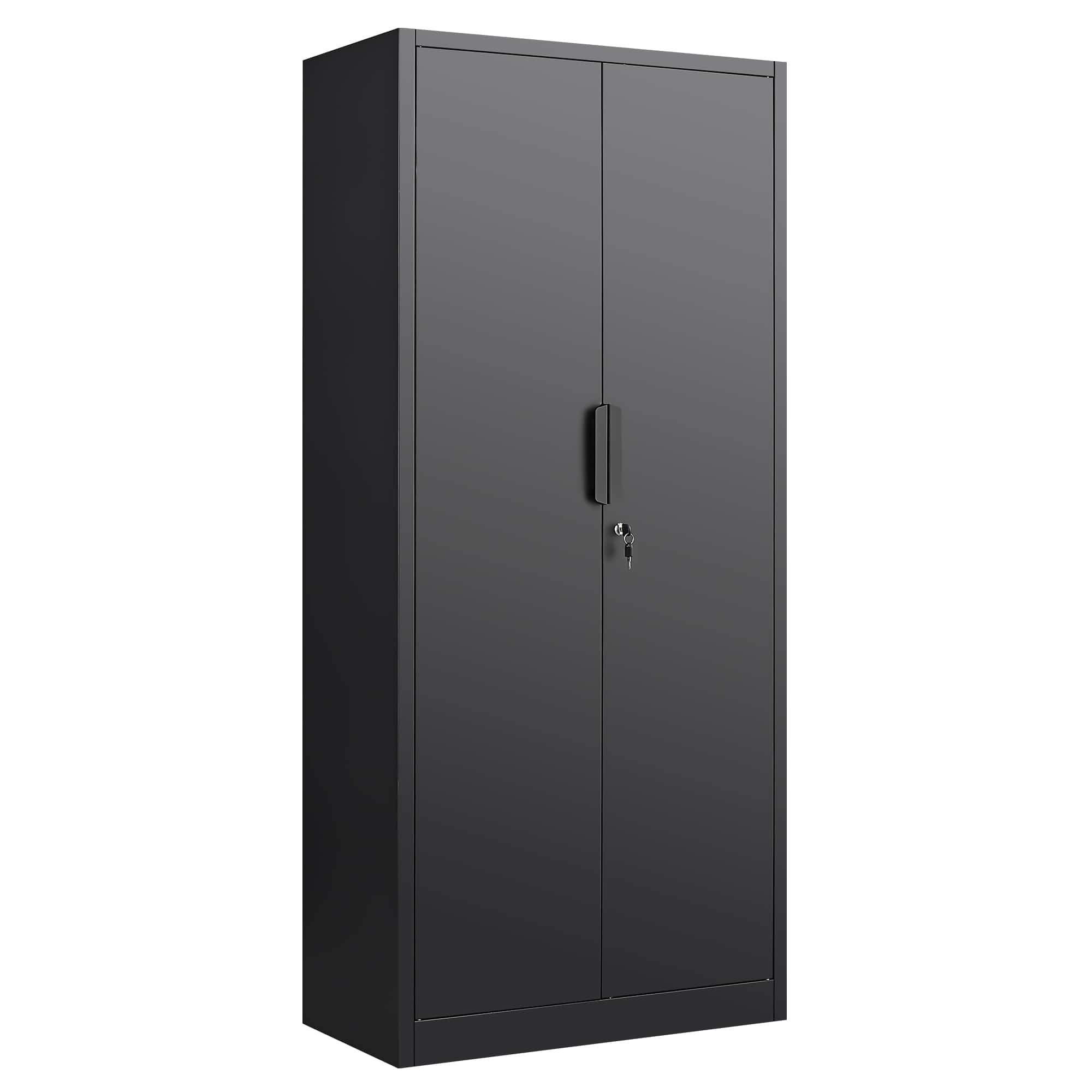 GOODSILO - Large 2-Door File Storage Cabinet with Lock and Adjustable Shelves for Office Organization and Document Management - Black