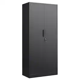GOODSILO - Large 2-Door File Storage Cabinet with Lock and Adjustable Shelves for Office Organization and Document Management - Black