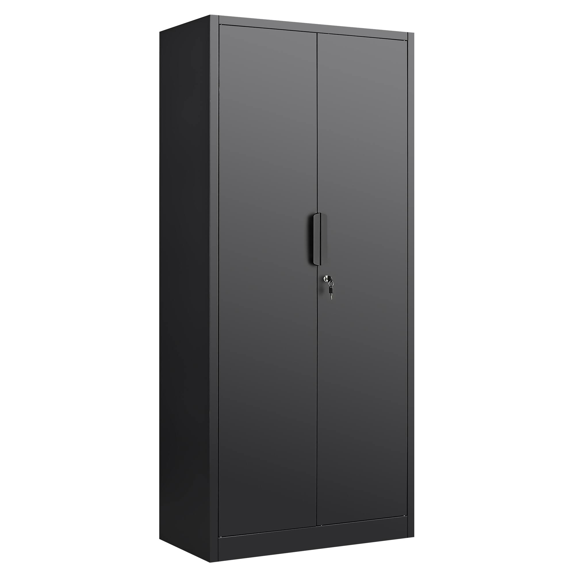 Front. GOODSILO - 72-Inch Tall Steel File Cabinet with Lock and Adjustable Shelves for Office Document Storage and Organization - Black.