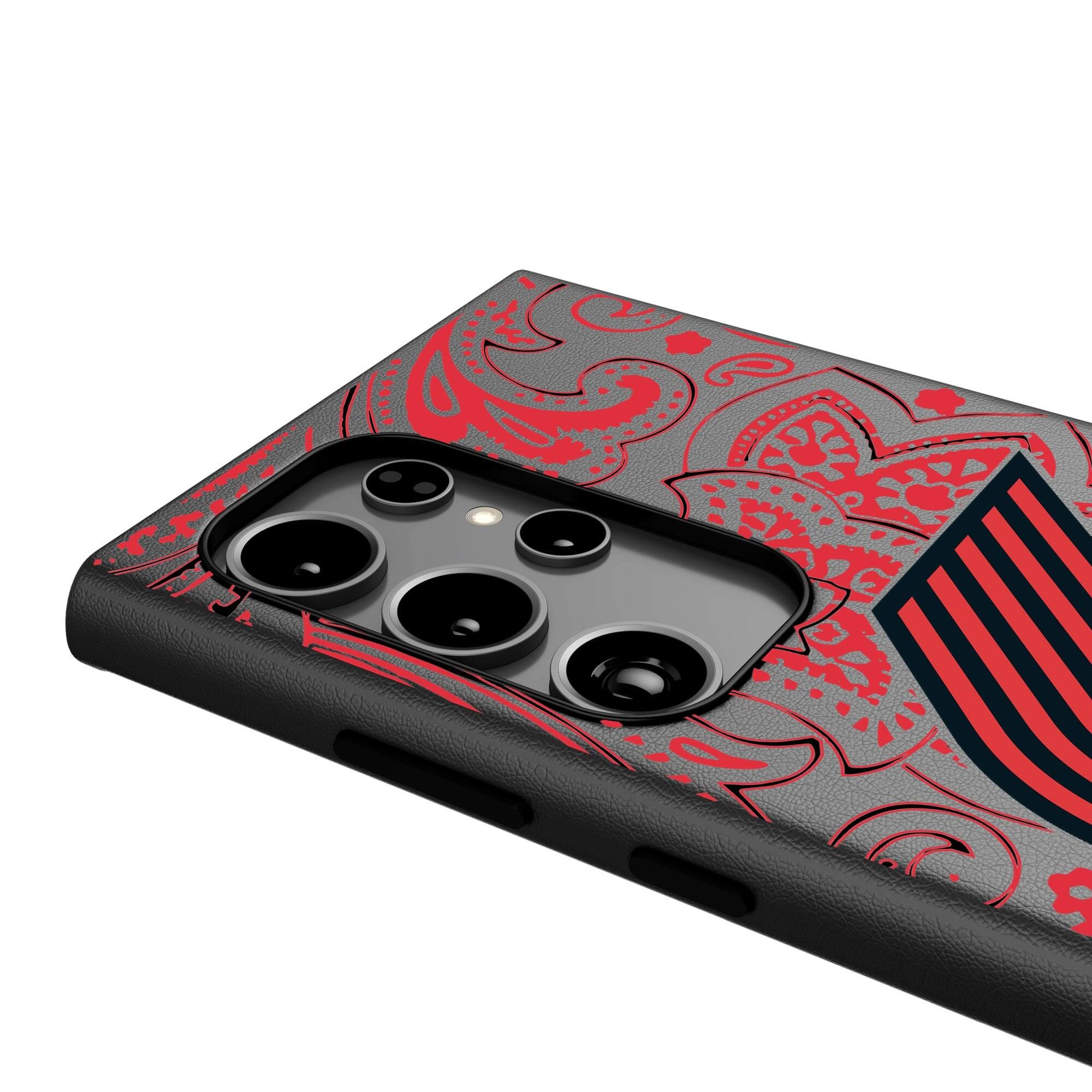 Alt View 3. Keyscaper - Portland Trail Blazers Paisley Galaxy Magnetic Bump Case - S25 Ultra - Black.