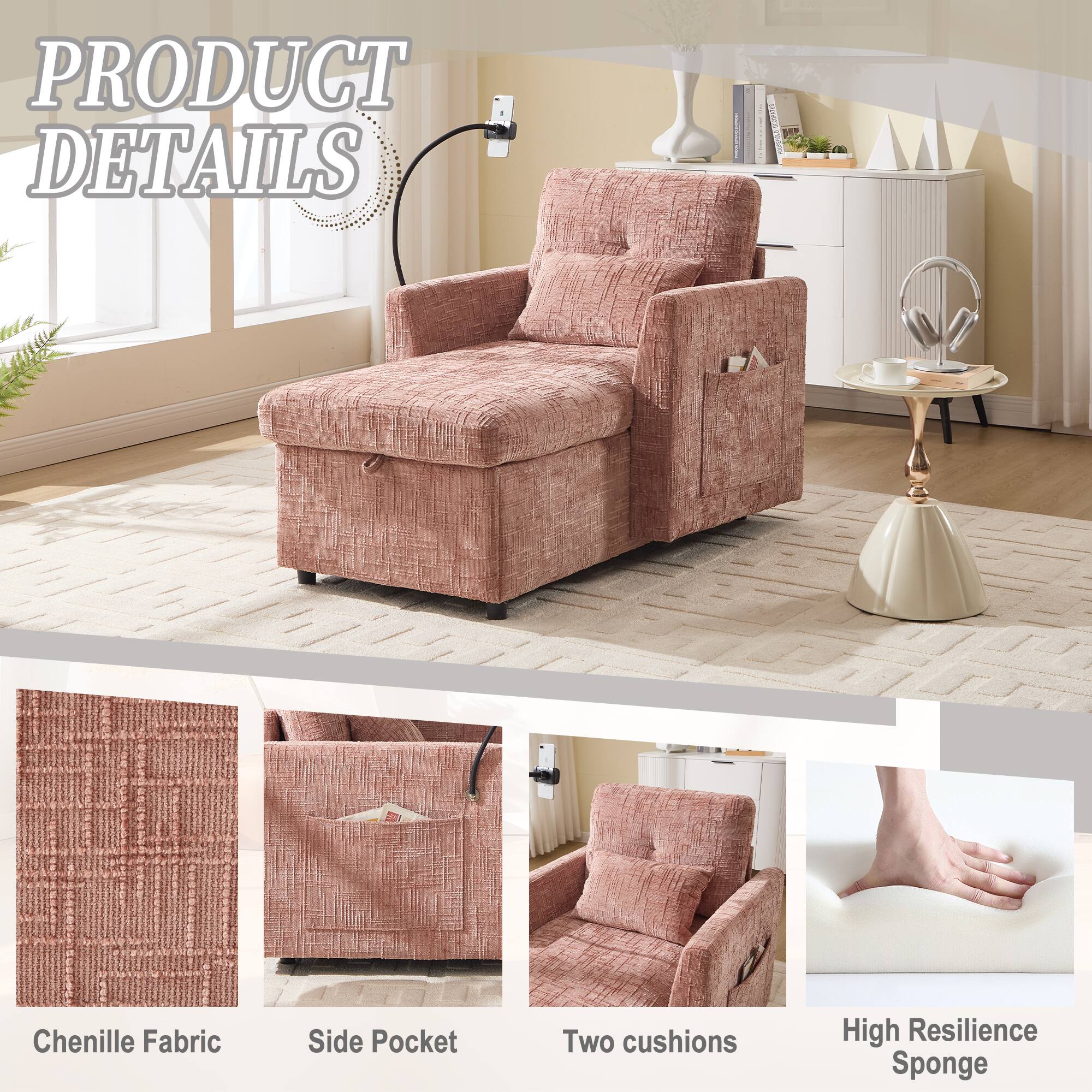 PRODUCT DETAILS

- Chenille Fabric
- Side Pocket
- Two cushions
- High Resilience Sponge