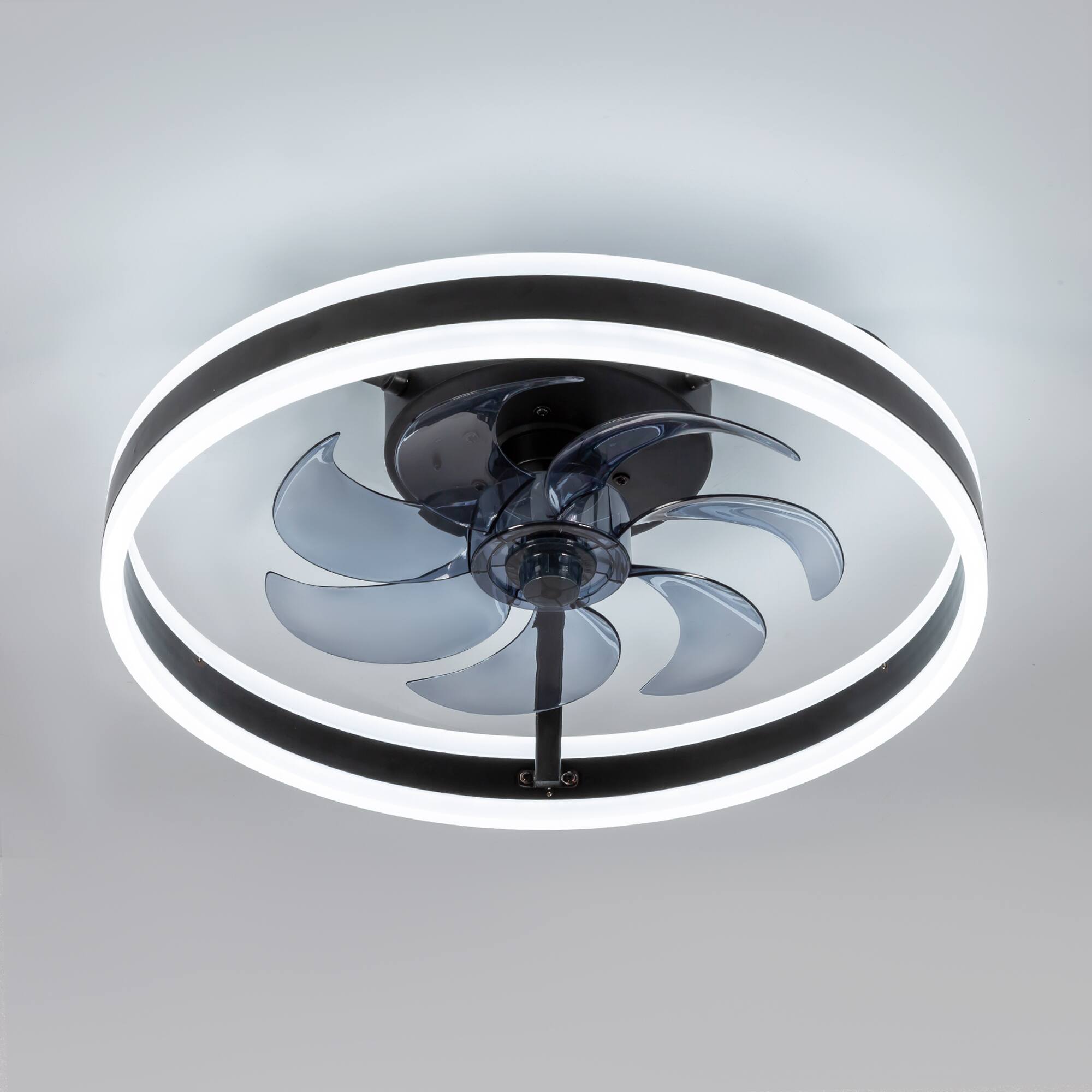 Alt View 8. Breezary - 20-Inch Modern Flush Mount Cage Fan with LED Light & Remote, Timer, 7 PC Blades, 6-Speed DC Motor - black.