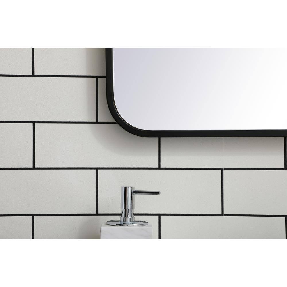 Alt View 3. Elegant Decor - Soft corner metal rectangular mirror 22x30 inch in Black - Black.