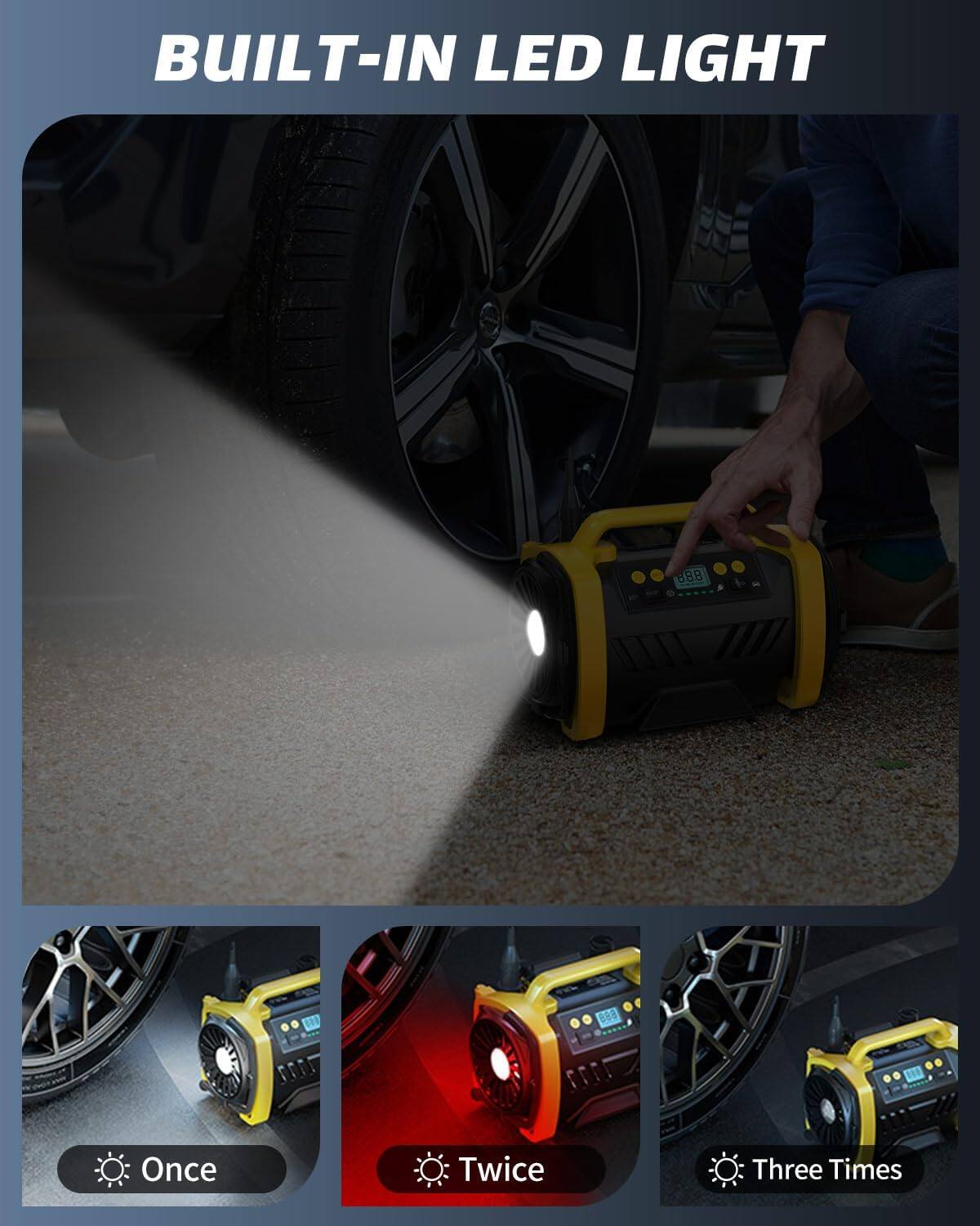 BUILT-IN LED LIGHT

Once
Twice
Three Times